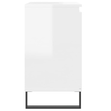vidaXL Ντουλάπι Μπάνιου Γυαλ. Λευκό 58x33x60cm από Επεξεργ. Ξύλο