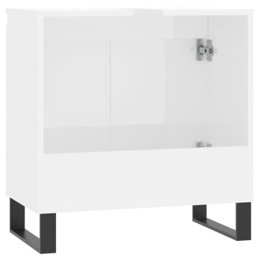 vidaXL Ντουλάπι Μπάνιου Γυαλ. Λευκό 58x33x60cm από Επεξεργ. Ξύλο