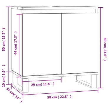 vidaXL Ντουλάπι Μπάνιου Γυαλ. Λευκό 58x33x60cm από Επεξεργ. Ξύλο