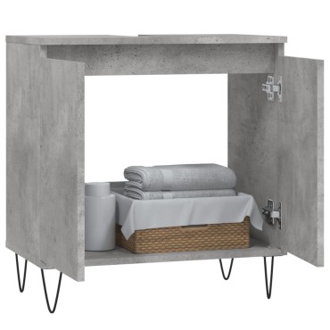vidaXL Ντουλάπι Μπάνιου Γκρι Σκυροδεμ. 58x33x60cm Επεξεργ. Ξύλο