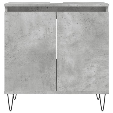 vidaXL Ντουλάπι Μπάνιου Γκρι Σκυροδεμ. 58x33x60cm Επεξεργ. Ξύλο
