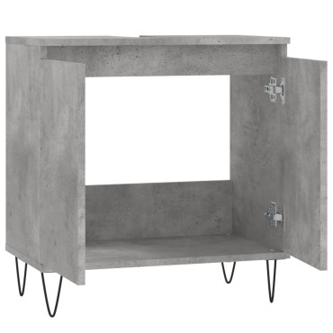 vidaXL Ντουλάπι Μπάνιου Γκρι Σκυροδεμ. 58x33x60cm Επεξεργ. Ξύλο