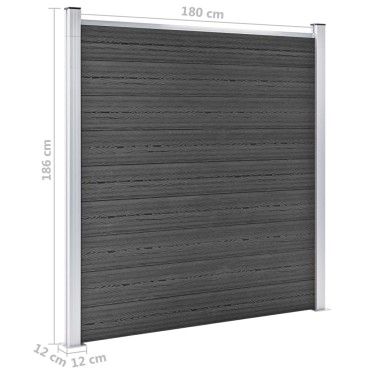 vidaXL Σετ Πάνελ Περίφραξης Μαύρο 353x186cm από WPC