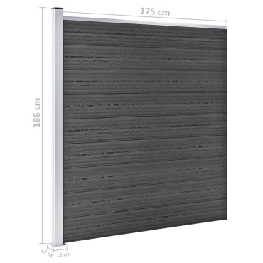 vidaXL Σετ Πάνελ Περίφραξης Μαύρο 353x186cm από WPC