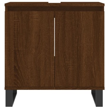 vidaXL Ντουλάπι Μπάνιου Καφέ Δρυς 58x33x60cm από Επεξεργ. Ξύλο