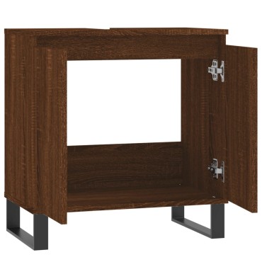 vidaXL Ντουλάπι Μπάνιου Καφέ Δρυς 58x33x60cm από Επεξεργ. Ξύλο