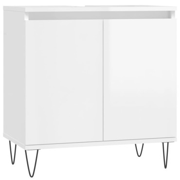 vidaXL Ντουλάπι Μπάνιου Γυαλ. Λευκό 58x33x60cm από Επεξεργ. Ξύλο