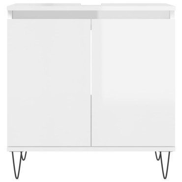 vidaXL Ντουλάπι Μπάνιου Γυαλ. Λευκό 58x33x60cm από Επεξεργ. Ξύλο