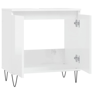 vidaXL Ντουλάπι Μπάνιου Γυαλ. Λευκό 58x33x60cm από Επεξεργ. Ξύλο