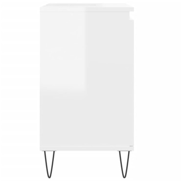 vidaXL Ντουλάπι Μπάνιου Γυαλ. Λευκό 58x33x60cm από Επεξεργ. Ξύλο