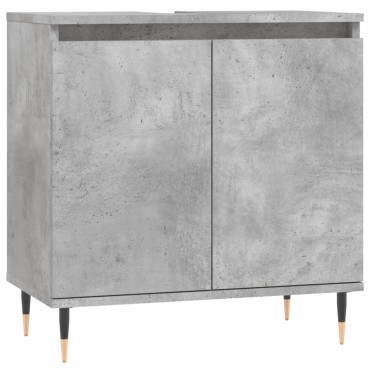 vidaXL Ντουλάπι Μπάνιου Γκρι Σκυροδεμ. 58x33x60cm Επεξεργ. Ξύλο