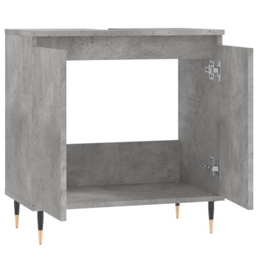 vidaXL Ντουλάπι Μπάνιου Γκρι Σκυροδεμ. 58x33x60cm Επεξεργ. Ξύλο