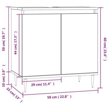 vidaXL Ντουλάπι Μπάνιου Γκρι Σκυροδεμ. 58x33x60cm Επεξεργ. Ξύλο