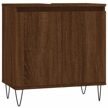vidaXL Ντουλάπι Μπάνιου Καφέ Δρυς 58x33x60cm από Επεξεργ. Ξύλο