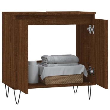 vidaXL Ντουλάπι Μπάνιου Καφέ Δρυς 58x33x60cm από Επεξεργ. Ξύλο