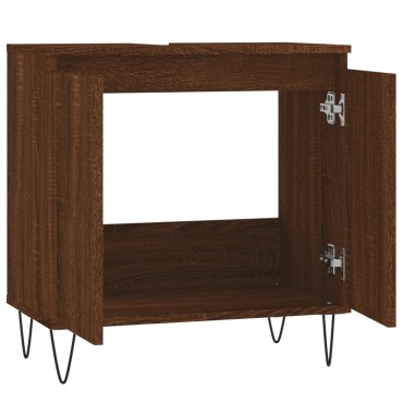 vidaXL Ντουλάπι Μπάνιου Καφέ Δρυς 58x33x60cm από Επεξεργ. Ξύλο