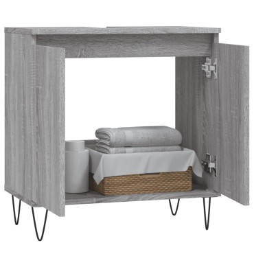 vidaXL Ντουλάπι Μπάνιου Γκρι Sonoma 58x33x60cm από Επεξεργ. Ξύλο