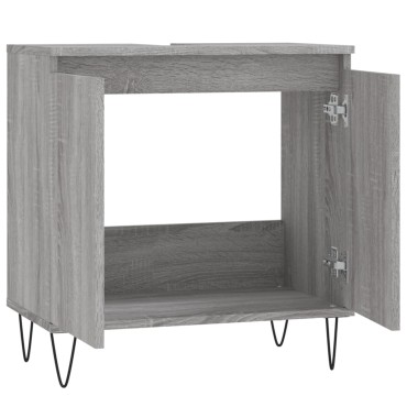 vidaXL Ντουλάπι Μπάνιου Γκρι Sonoma 58x33x60cm από Επεξεργ. Ξύλο