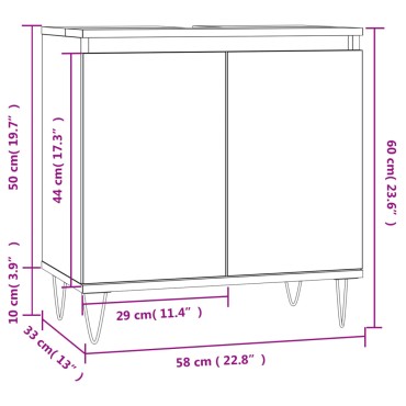 vidaXL Ντουλάπι Μπάνιου Γκρι Sonoma 58x33x60cm από Επεξεργ. Ξύλο