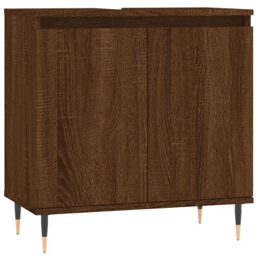 vidaXL Ντουλάπι Μπάνιου Καφέ Δρυς 58x33x60cm από Επεξεργ. Ξύλο