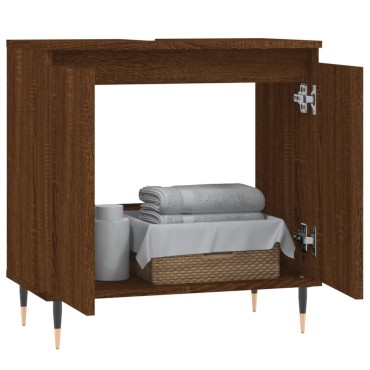 vidaXL Ντουλάπι Μπάνιου Καφέ Δρυς 58x33x60cm από Επεξεργ. Ξύλο