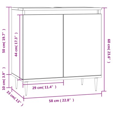 vidaXL Ντουλάπι Μπάνιου Καφέ Δρυς 58x33x60cm από Επεξεργ. Ξύλο