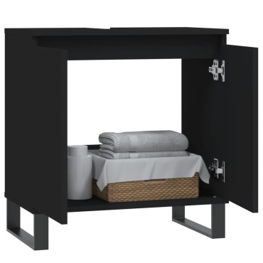 vidaXL Ντουλάπι Μπάνιου Μαύρο 58x33x60cm από Επεξεργασμένο Ξύλο