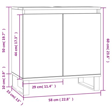 vidaXL Ντουλάπι Μπάνιου Μαύρο 58x33x60cm από Επεξεργασμένο Ξύλο