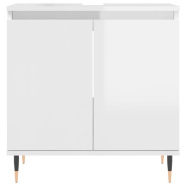 vidaXL Ντουλάπι Μπάνιου Γυαλ. Λευκό 58x33x60cm από Επεξεργ. Ξύλο