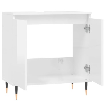 vidaXL Ντουλάπι Μπάνιου Γυαλ. Λευκό 58x33x60cm από Επεξεργ. Ξύλο