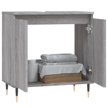 vidaXL Ντουλάπι Μπάνιου Γκρι Sonoma 58x33x60cm από Επεξεργ. Ξύλο