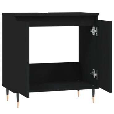 vidaXL Ντουλάπι Μπάνιου Μαύρο 58x33x60cm από Επεξεργασμένο Ξύλο
