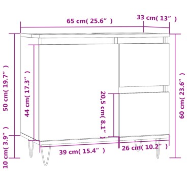 vidaXL Ντουλάπι Μπάνιου Μαύρο 65x33x60cm Επεξεργασμένο Ξύλο