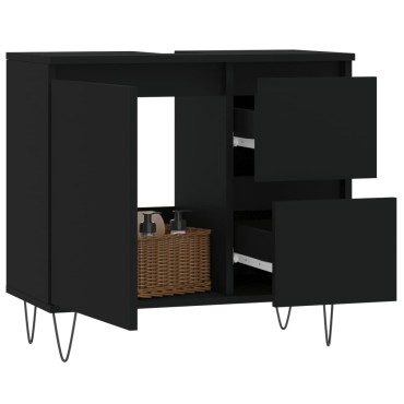 vidaXL Ντουλάπι Μπάνιου Μαύρο 65x33x60cm Επεξεργασμένο Ξύλο