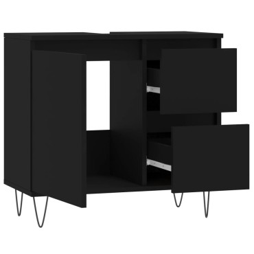 vidaXL Ντουλάπι Μπάνιου Μαύρο 65x33x60cm Επεξεργασμένο Ξύλο