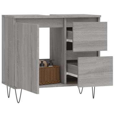 vidaXL Ντουλάπι Μπάνιου Γκρι Sonoma 65x33x60cm Επεξεργασμένο Ξύλο