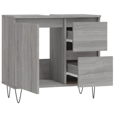 vidaXL Ντουλάπι Μπάνιου Γκρι Sonoma 65x33x60cm Επεξεργασμένο Ξύλο