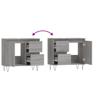 vidaXL Ντουλάπι Μπάνιου Γκρι Sonoma 65x33x60cm Επεξεργασμένο Ξύλο