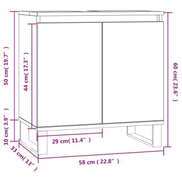 vidaXL Ντουλάπι Μπάνιου Sonoma Δρυς 58x33x60cm από Επεξεργ. Ξύλο