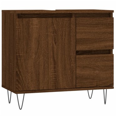 vidaXL Ντουλάπι Μπάνιου Καφέ Δρυς 65x33x60cm Επεξεργασμένο Ξύλο