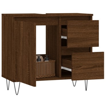 vidaXL Ντουλάπι Μπάνιου Καφέ Δρυς 65x33x60cm Επεξεργασμένο Ξύλο