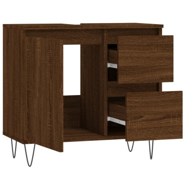 vidaXL Ντουλάπι Μπάνιου Καφέ Δρυς 65x33x60cm Επεξεργασμένο Ξύλο