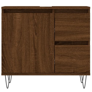 vidaXL Ντουλάπι Μπάνιου Καφέ Δρυς 65x33x60cm Επεξεργασμένο Ξύλο