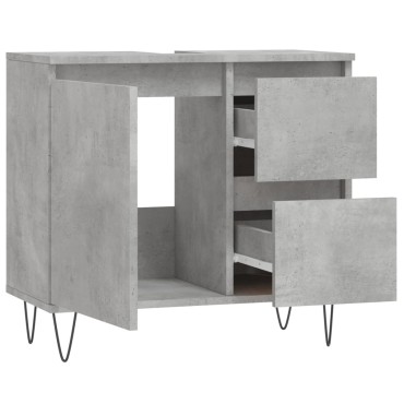 vidaXL Ντουλάπι Μπάνιου Γκρι Σκυροδέματος 65x33x60cm Επεξ. Ξύλο