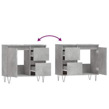 vidaXL Ντουλάπι Μπάνιου Γκρι Σκυροδέματος 65x33x60cm Επεξ. Ξύλο