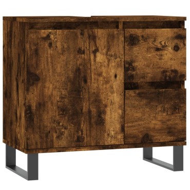 vidaXL Ντουλάπι Μπάνιου Καπνιστή Δρυς 65x33x60cm Επεξεργασμένο Ξύλο