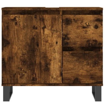 vidaXL Ντουλάπι Μπάνιου Καπνιστή Δρυς 65x33x60cm Επεξεργασμένο Ξύλο