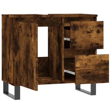 vidaXL Ντουλάπι Μπάνιου Καπνιστή Δρυς 65x33x60cm Επεξεργασμένο Ξύλο