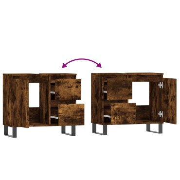 vidaXL Ντουλάπι Μπάνιου Καπνιστή Δρυς 65x33x60cm Επεξεργασμένο Ξύλο