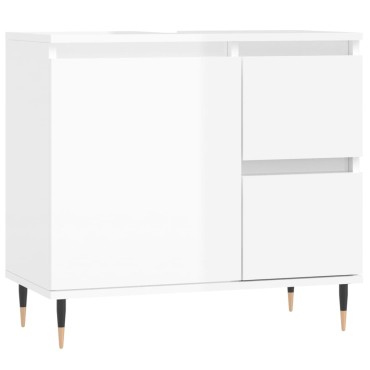 vidaXL Ντουλάπι Μπάνιου Γυαλιστερό Λευκό 65x33x60cm Επεξεργ. Ξύλο 1 τεμ.